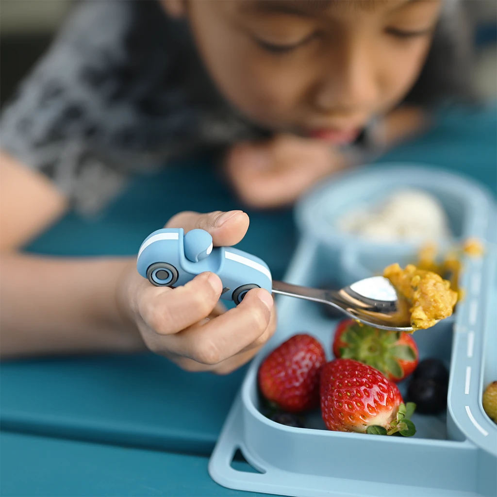 Children's Dinnerware Set - Powder Blue Racetrack