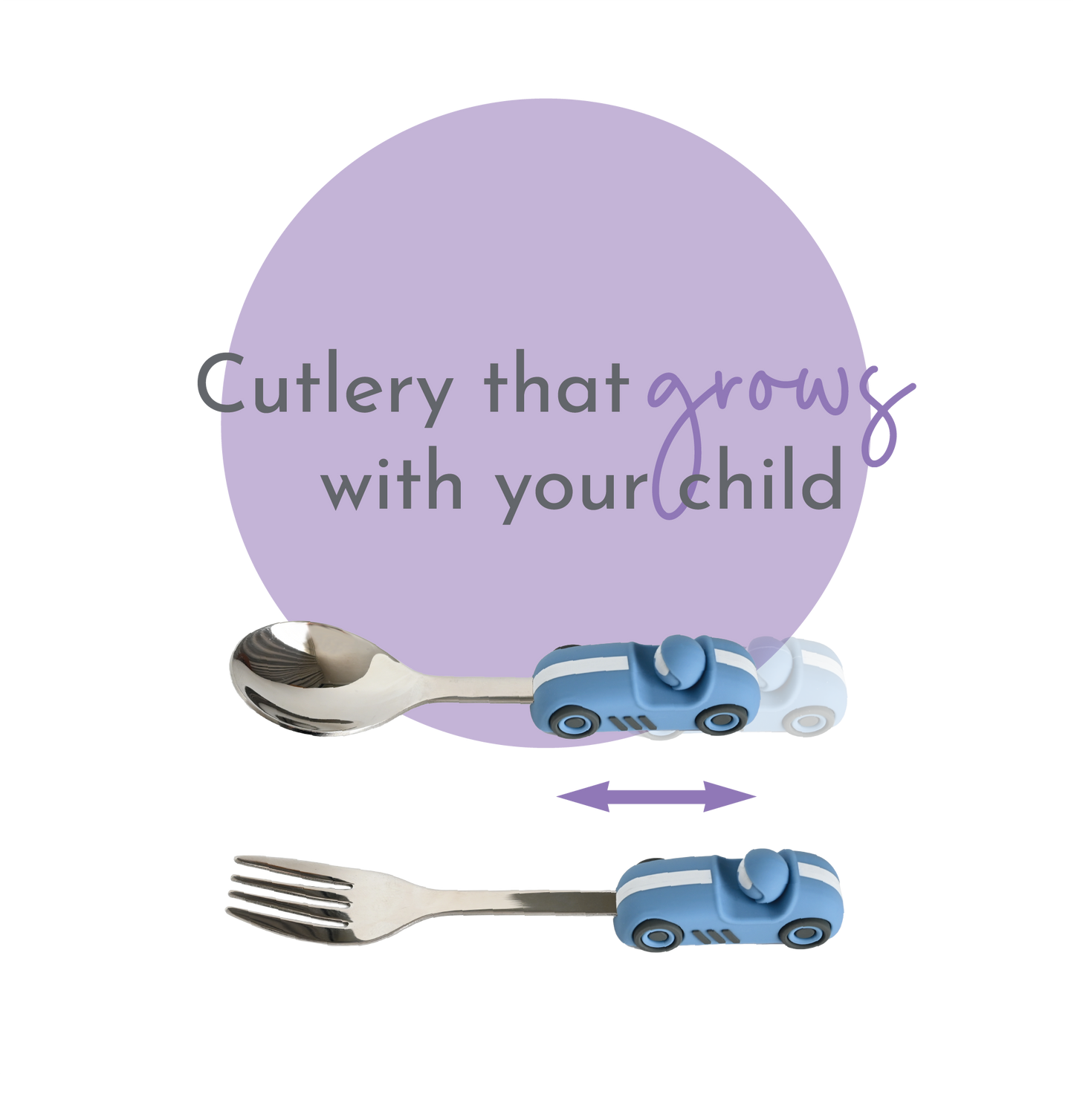 Children's Cutlery Set -Powder Blue Race Car