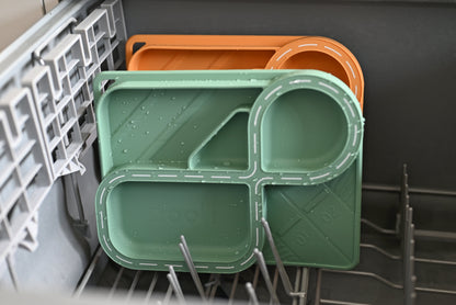 Children's Divided Plate & Placemat - Sage Green Racetrack