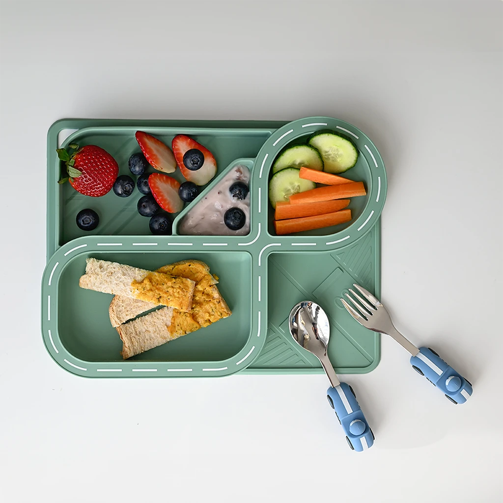 Children's Dinnerware Set - Sage Green Racetrack