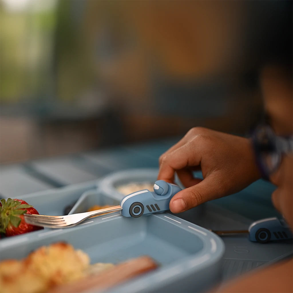 Children's Dinnerware Set - Powder Blue Racetrack