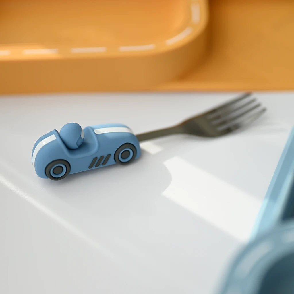 Children's Cutlery Set -Powder Blue Race Car