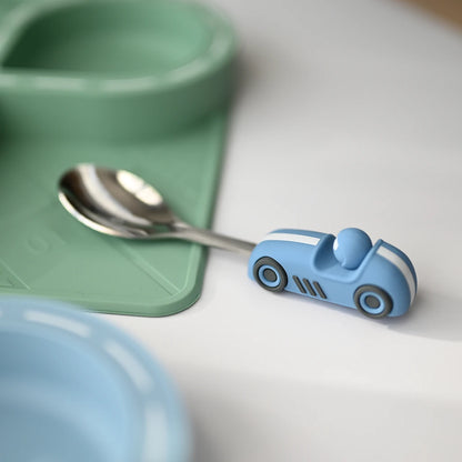 Children's Cutlery Set -Powder Blue Race Car