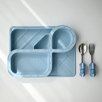 Children's Dinnerware Set - Powder Blue Racetrack