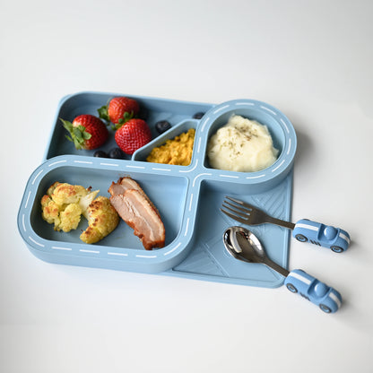 Children's Dinnerware Set - Powder Blue Racetrack