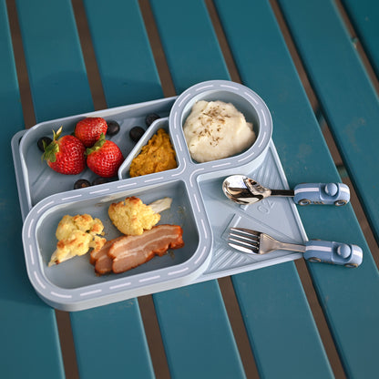 Children's Dinnerware Set - Powder Blue Racetrack