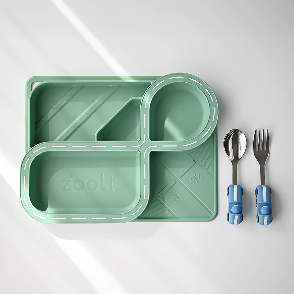 Children's Dinnerware Set - Sage Green Racetrack