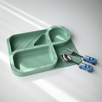 Children's Dinnerware Set - Sage Green Racetrack