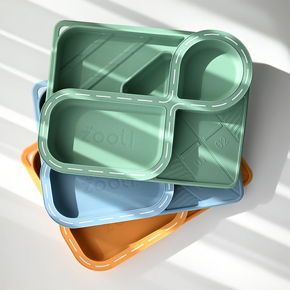 Children's Divided Plate & Placemat - Sage Green Racetrack