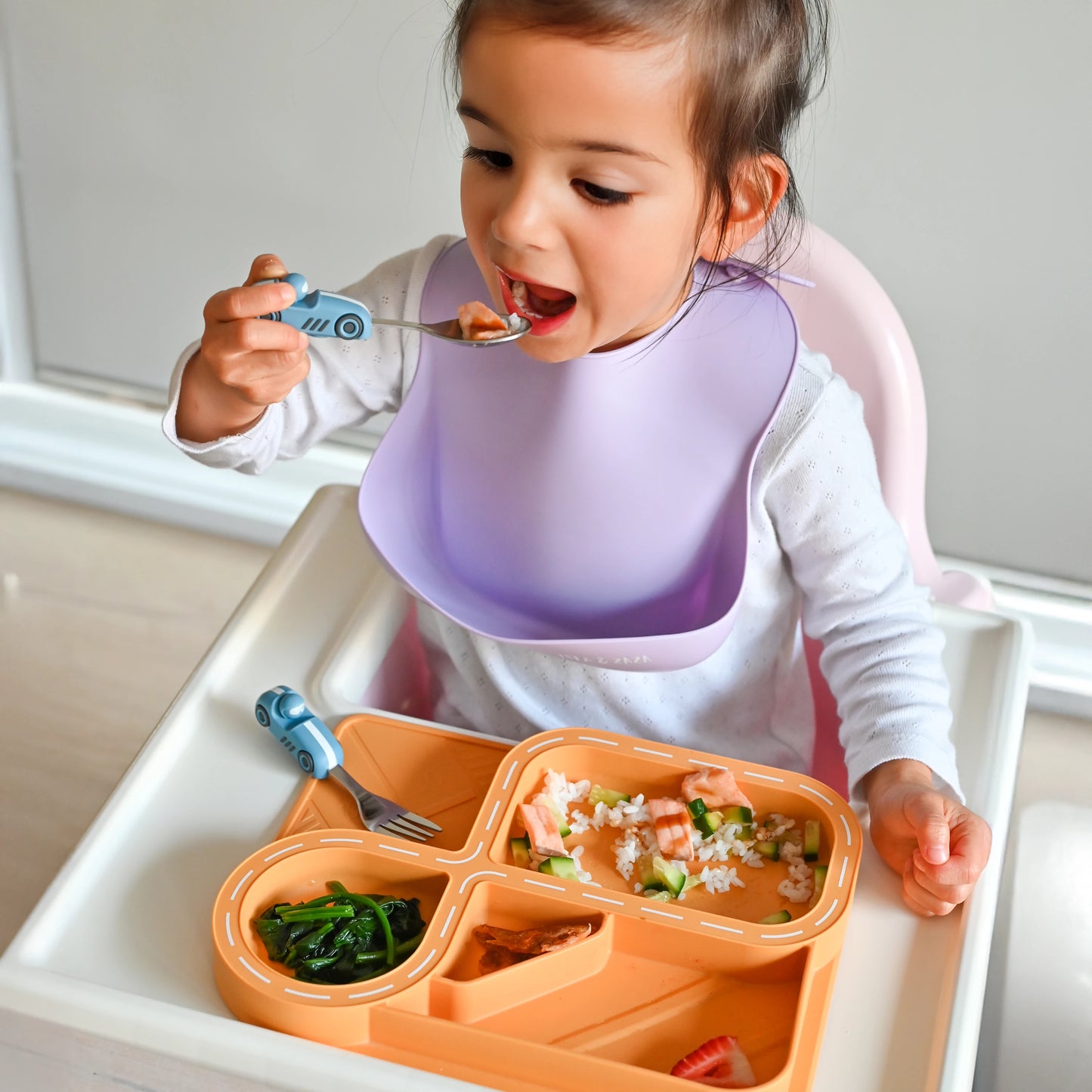 Children's Divided Plate & Placemat - Butterscotch Racetrack