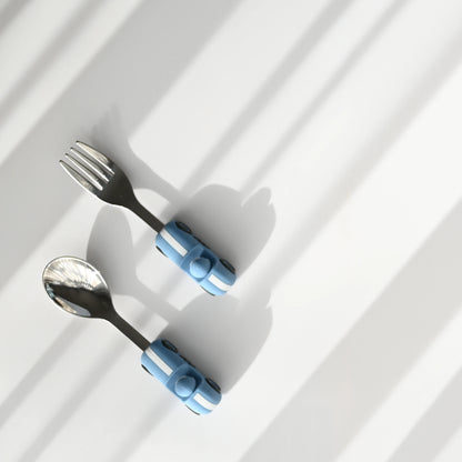 Children's Cutlery Set -Powder Blue Race Car