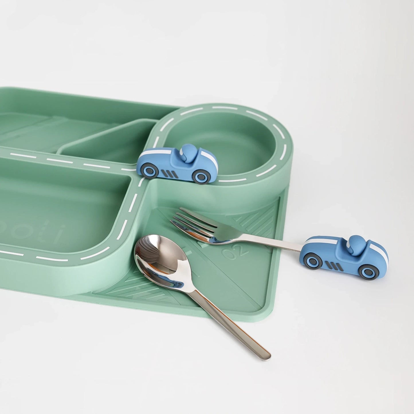 Children's Dinnerware Set - Sage Green Racetrack