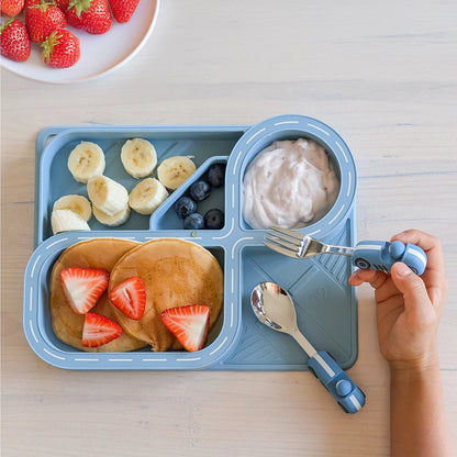 Children's Dinnerware Set - Powder Blue Racetrack