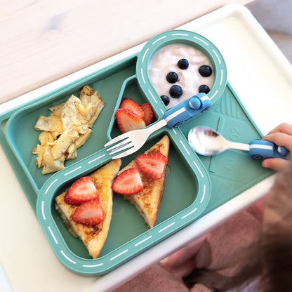 Children's Dinnerware Set - Sage Green Racetrack